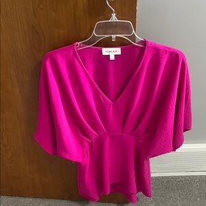 Gilli Fuchsia V-Neck Blouse